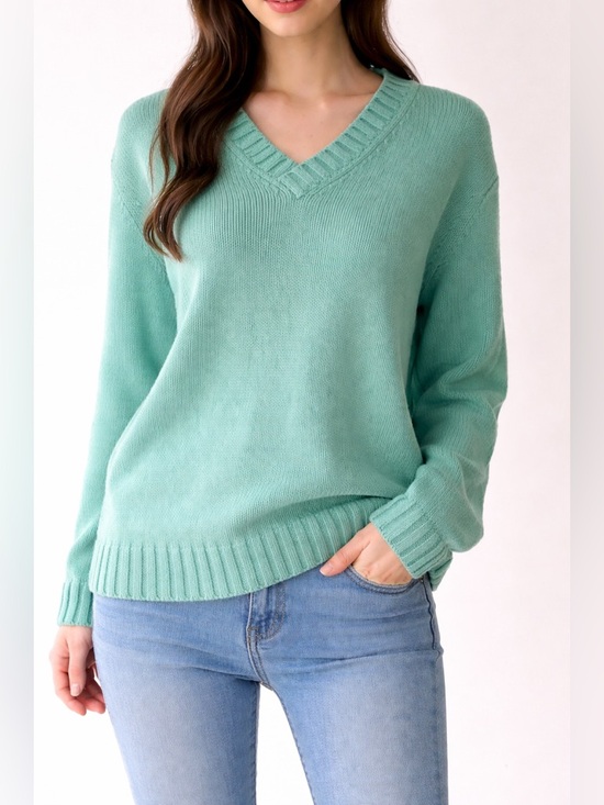 Lauren Ralph Lauren Sweaters - Lauren Ralph Lauren Vintage Chunky Knit Turquoise V Neck Sweater size Large